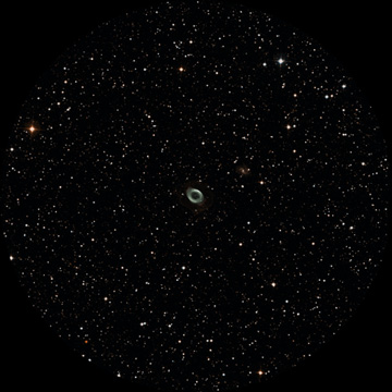 Telescopic half-degree field of view centered on M57.