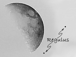 Schematic view of
lunar parallax showing Regulus in two different positions